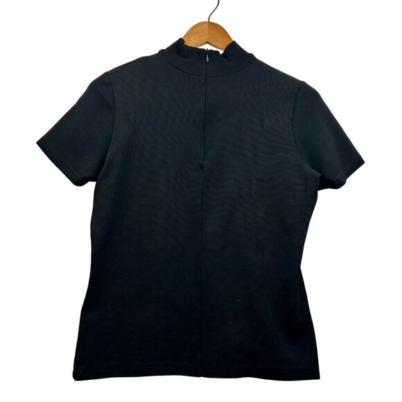VALERIE STEVENS Y2K Era Black Ribbed Short Sleeve Mock Neck Top Size M - Picture 6 of 8